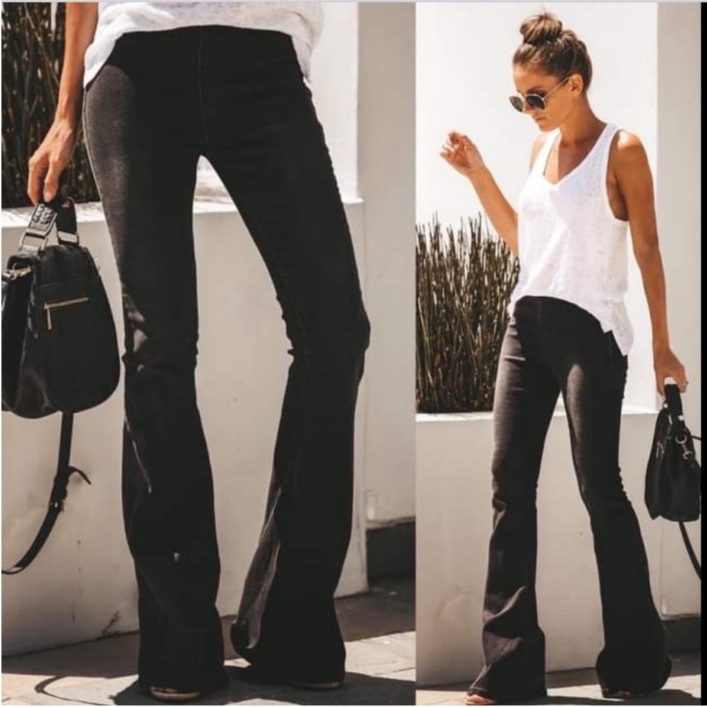 Vici Black Velvet Flare Leg Pants